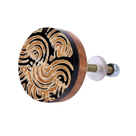 Brown and Black Wooden Round Cabinet Knobs